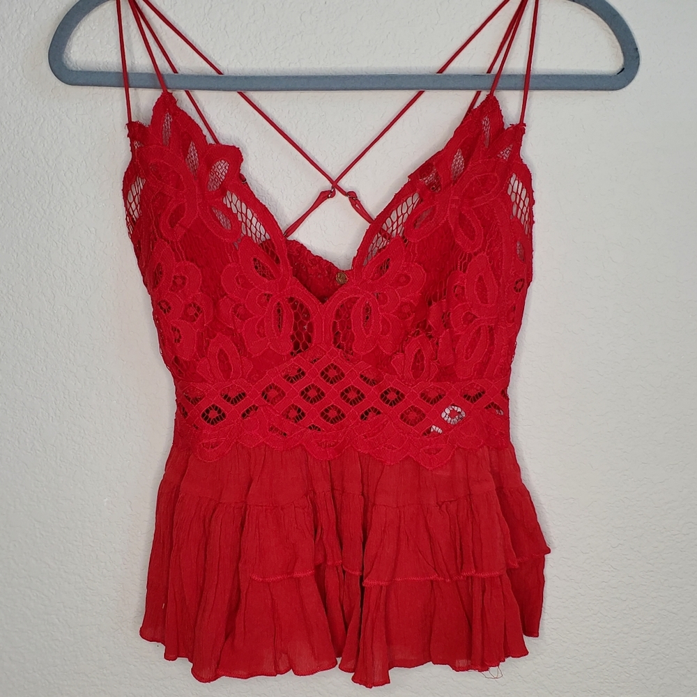 Free People Red Lace Camisole